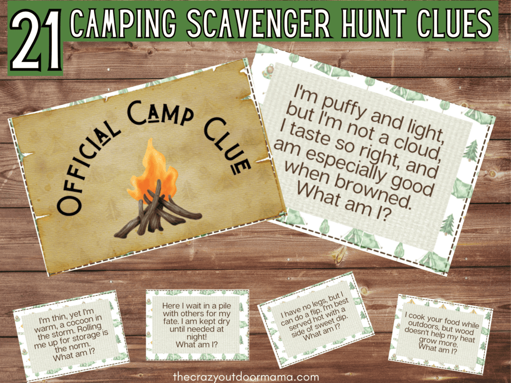 21 Camping Scavenger Hunt Riddles Printable PDF The Crazy Outdoor Mama
