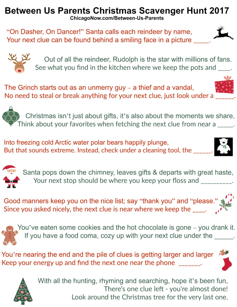 70 Printable Christmas Scavenger Hunt Clues