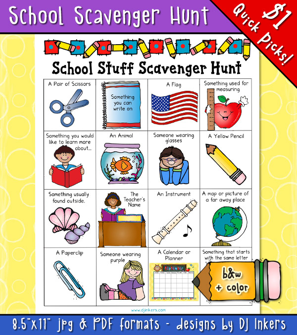 A Fun Scavenger Hunt For Back To School Classrooms And Smiles By DJ Inkers