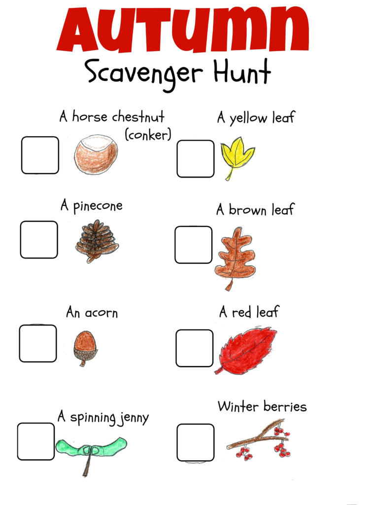 Autumn Scavenger Treasure Hunt List Fall Scavenger Hunt Scavenger 