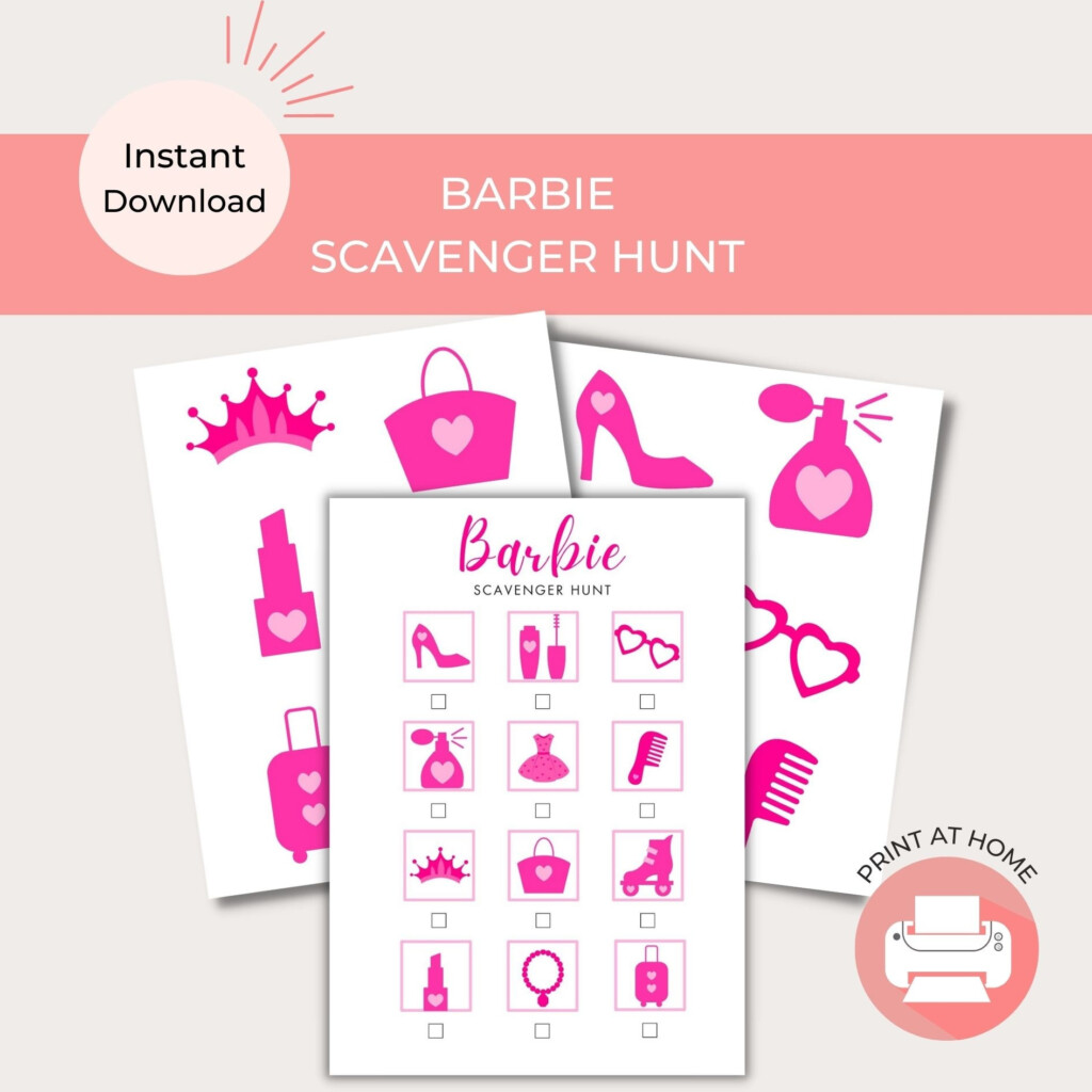 Barbie Printable Scavenger Hunt Party Game Instant Etsy Canada