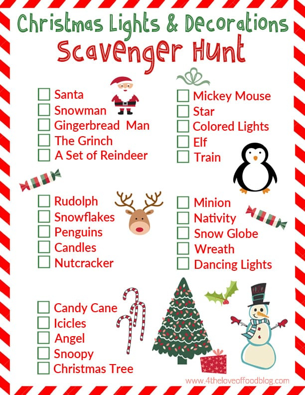 Christmas Lights Scavenger Hunt Printable