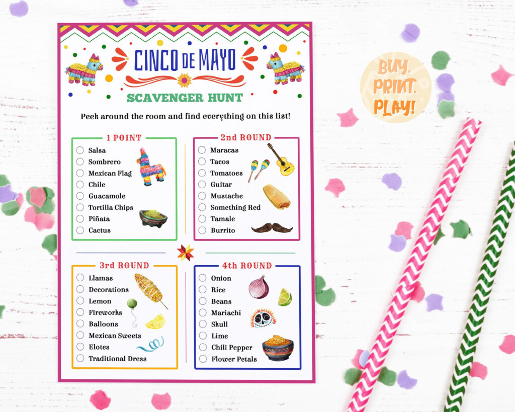 Cinco De Mayo Games Scavenger Hunt Printable Game Family Etsy