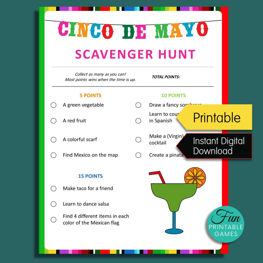 Cinco De Mayo Scavenger Hunt Printable Cinco De Mayo Party Game Cinco 