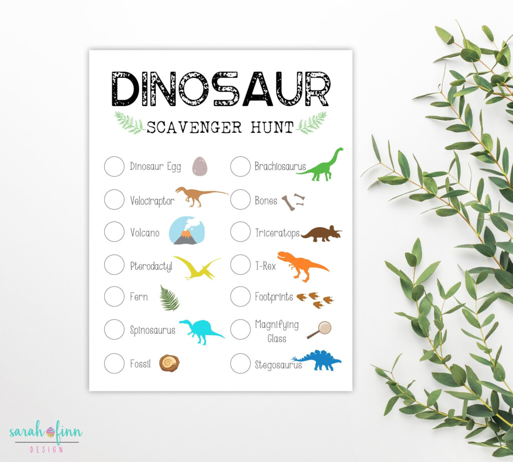 Dinosaur Scavenger Hunt Dinosaur Birthday Party Game Printable Activity 