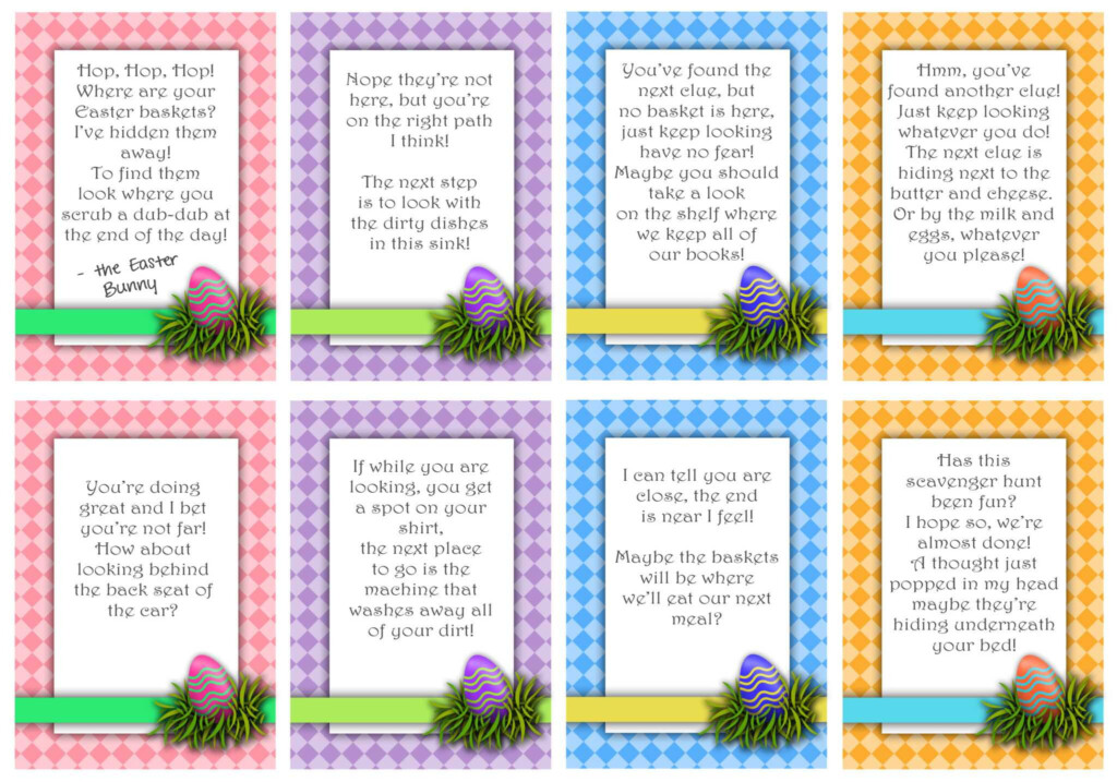 Easter Egg Hunt Clues For Kids Printable Free