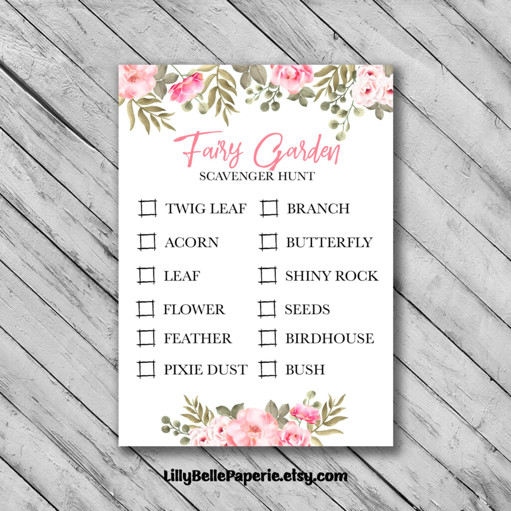 Fairy Garden Scavenger Hunt Template Digital Magical Floral Etsy 