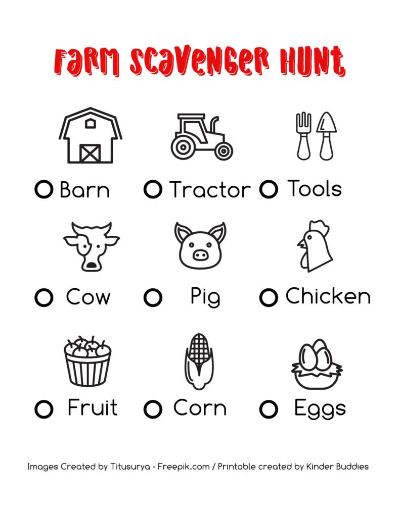 Farm Scavenger Hunt Printable Farm Trip