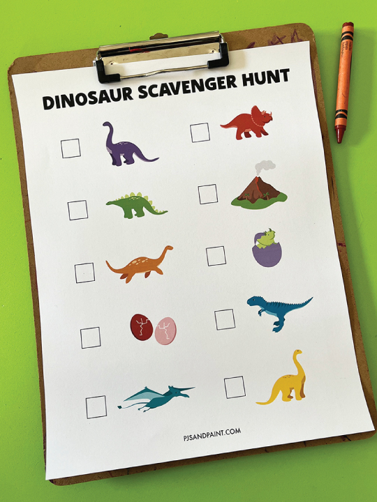 Free Printable Dinosaur Scavenger Hunt Pjs And Paint