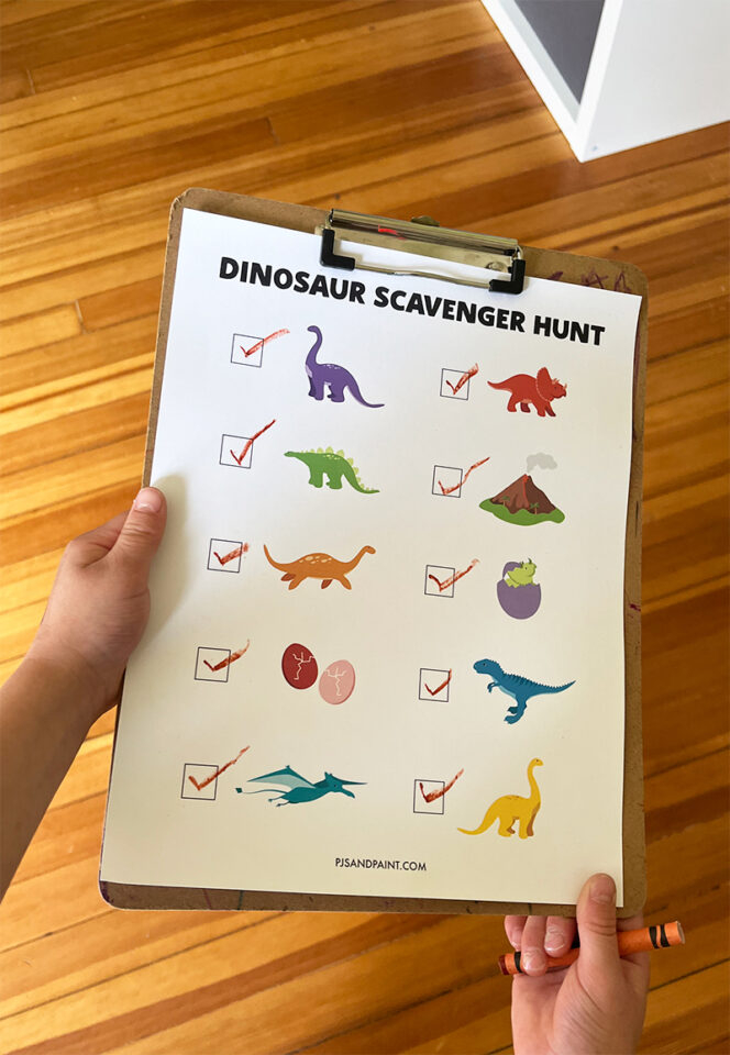 Free Printable Dinosaur Scavenger Hunt Pjs And Paint