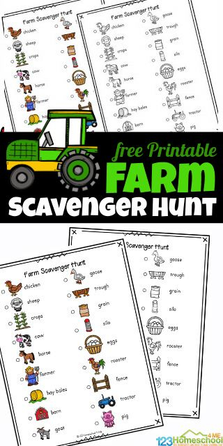 FREE Printable Farm Scavenger Hunt For Kids Farm Preschool Farm 