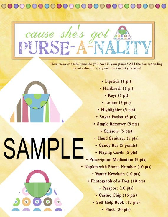 Free Printable Purse Scavenger Hunt