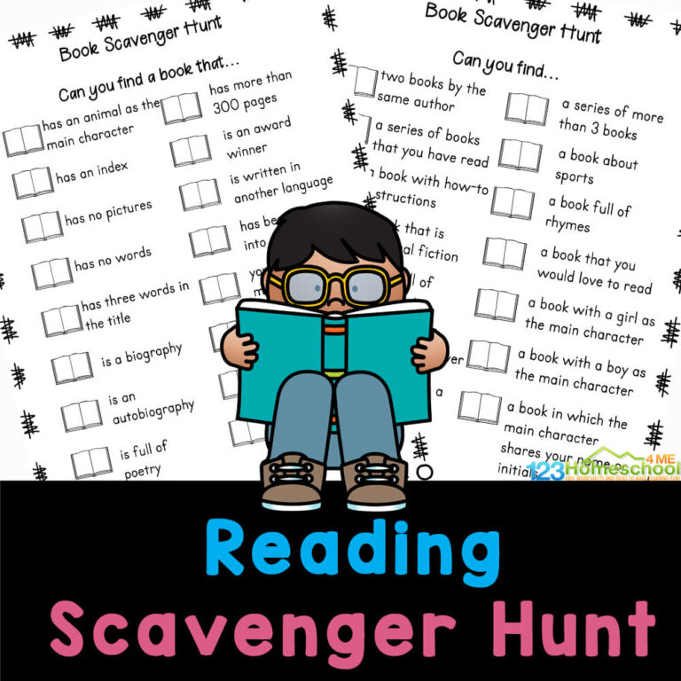  FREE Printable Reading Scavenger Hunt Library Activities For Kids