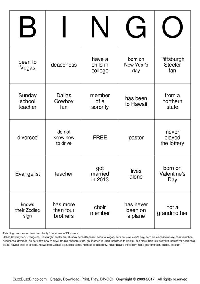 Human Scavenger Hunt Bingo Cards To Download Print And Customize 