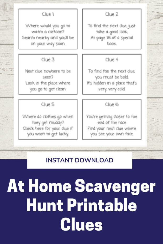 Indoor Scavenger Hunt Clues For Adults