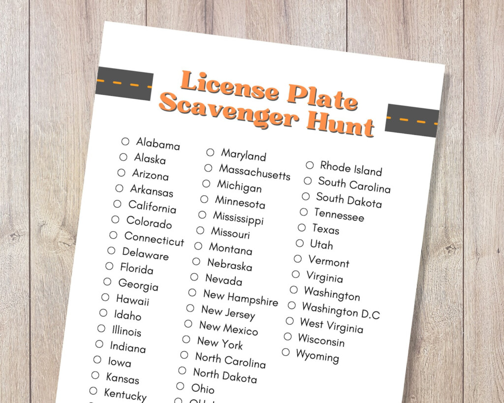 License Plate Scavenger Hunt Roadtrip Game Finding Game Treasure 