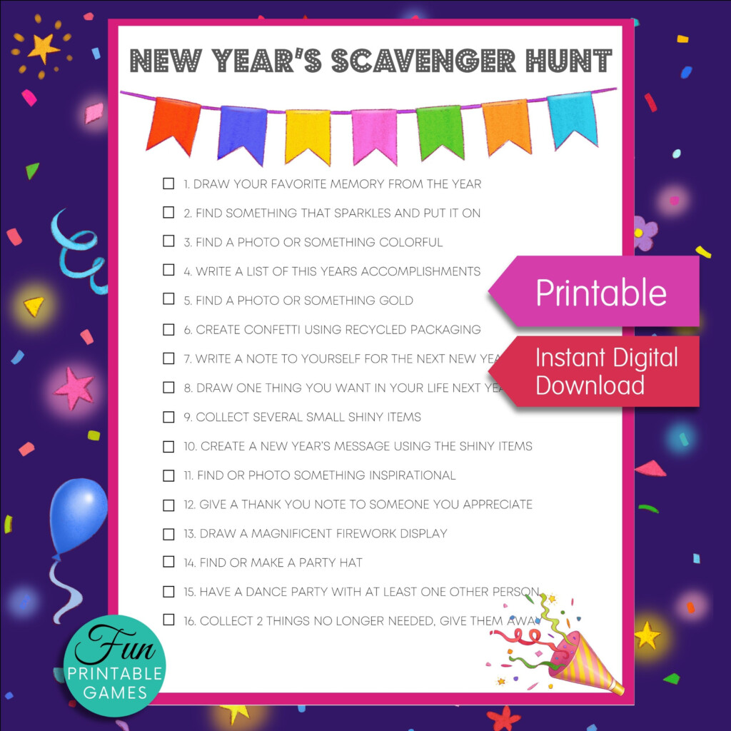 New Year s Eve Scavenger Hunt Printable 2 Games Adults Etsy UK