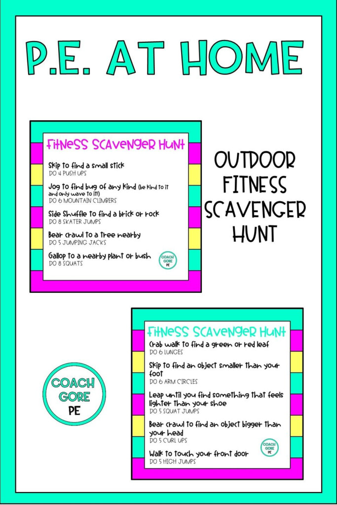 Outdoor Fitness Scavenger Hunt PE At Home Distance Learning PE Games