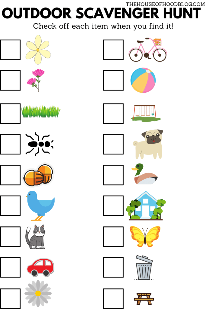 Outdoor Scavenger Hunt For Little Kids Free Printable 