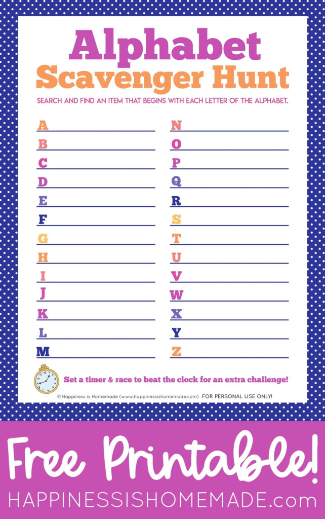 Free Printable Alphabet Scavenger Hunt Printable Printable Scavenger Hunt