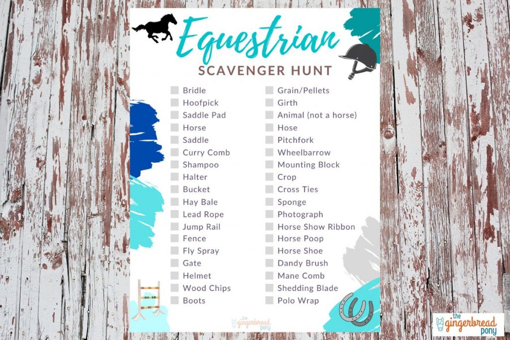 Printable Equestrian Scavenger Hunt For Your Horse Barn