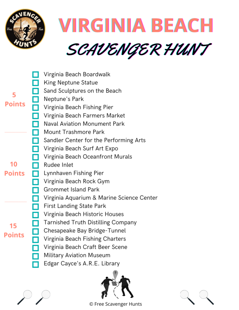 Printable Virginia Beach Scavenger Hunt Free Scavenger Hunts