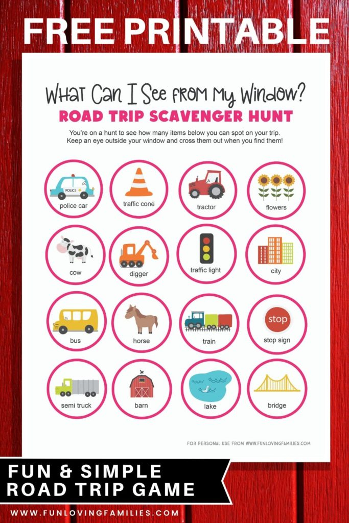 Road Trip Scavenger Hunt Free Printable Lists For Kids Fun Loving 