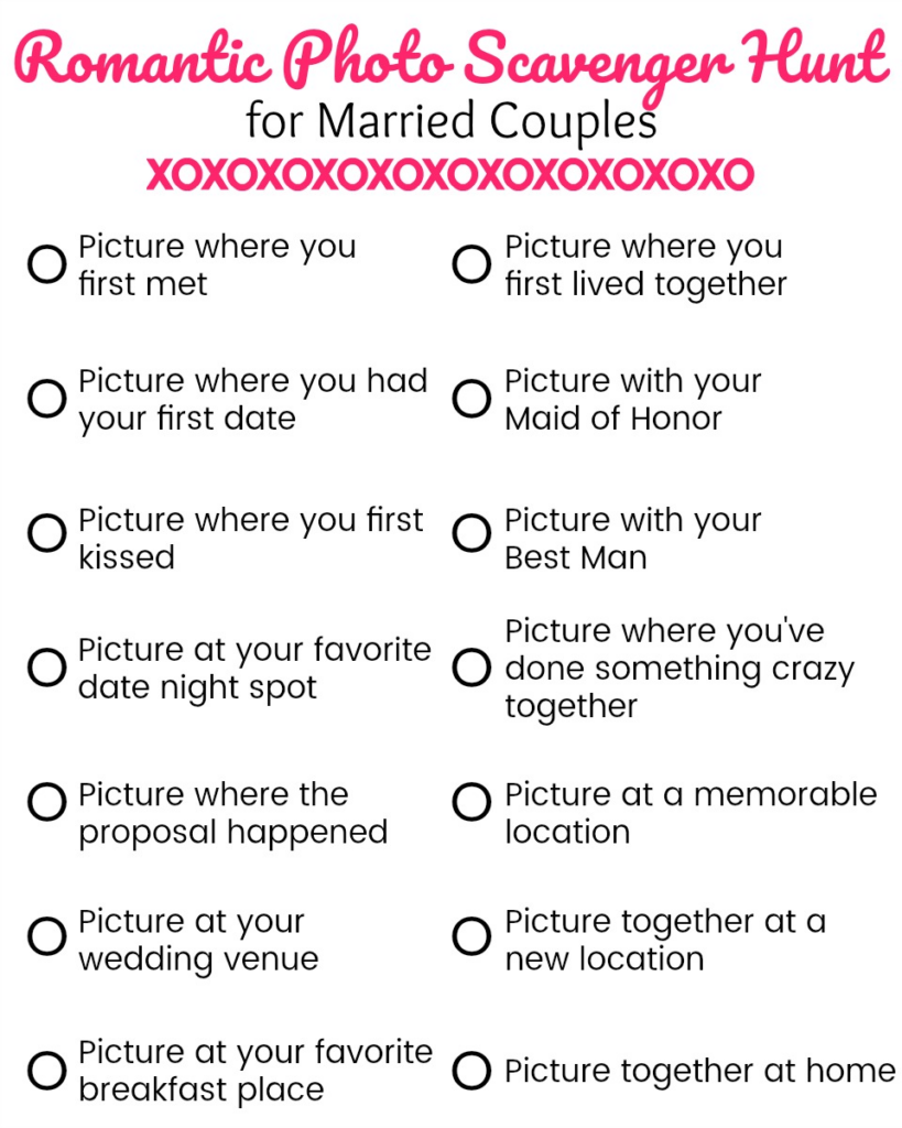 Romantic Photo Scavenger Hunt For Married Couples Picture Scavenger 
