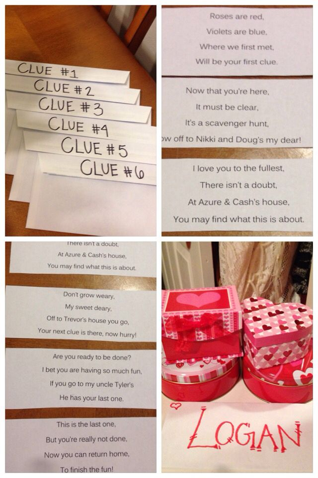 Valentine s Scavenger Hunt I Left Him Clues In Envelopes At Each 