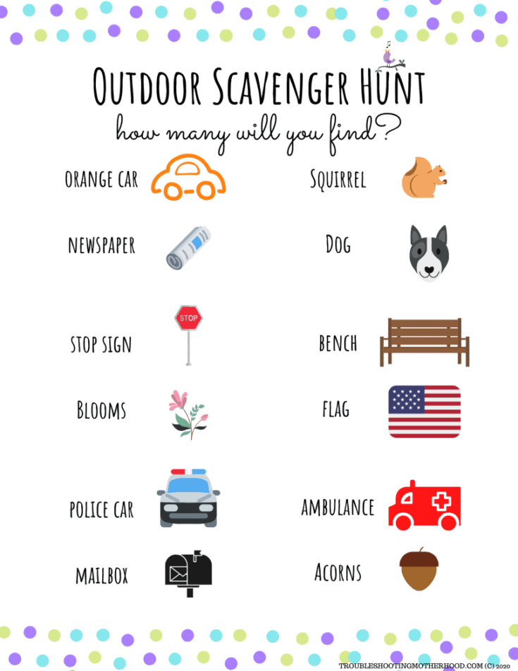22 Neighborhood Scavenger Hunts Free Printable Scavenger Hunts For Kids