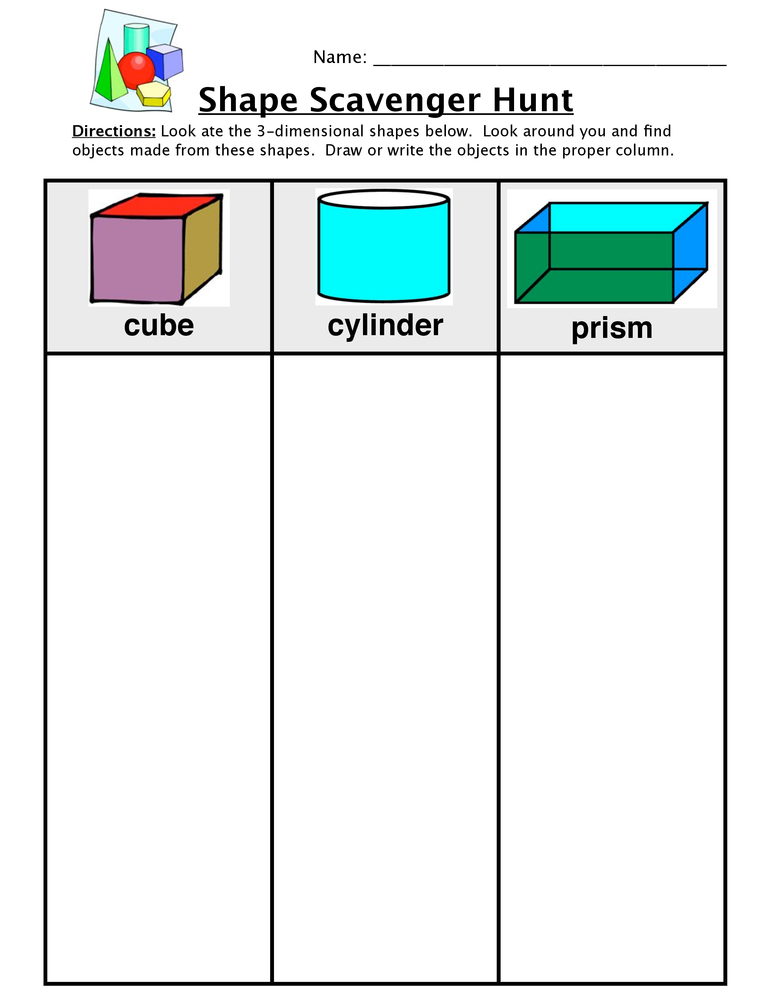3D Shape Scavenger Hunt Worksheet By Teach Simple