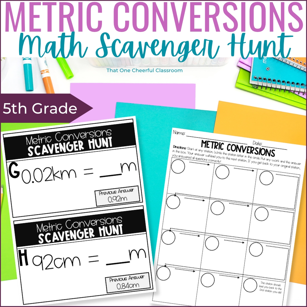 5th Grade Metric Length Measurement Conversions Scavenger Hunt Activity 