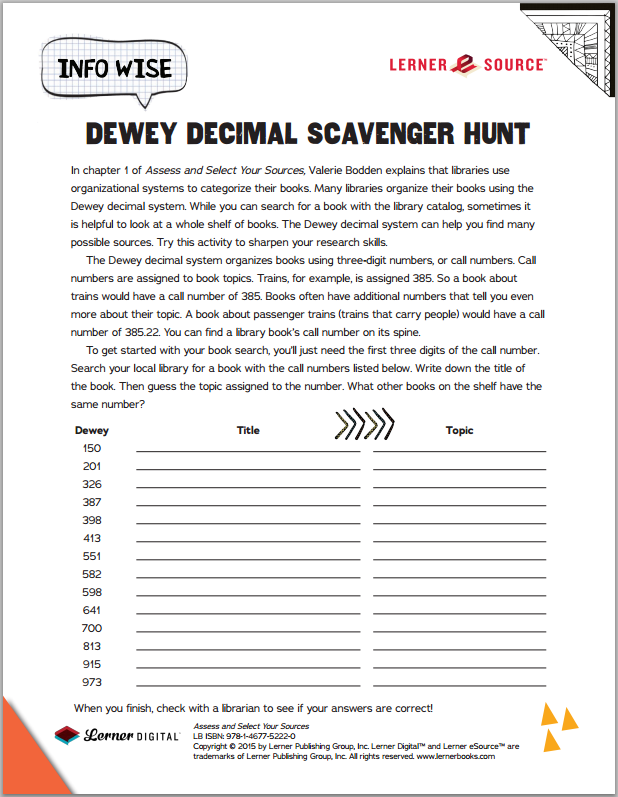 A Dewey Decimal Scavenger Hunt Sign Us Up Get Out Your Magnifying 