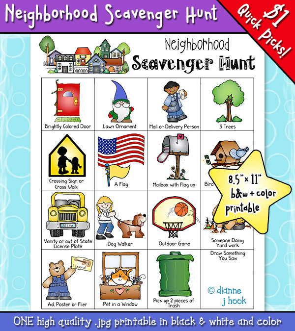 A Fun Printable Scavenger Hunt For A Walk In The Neighborhood DJ Inkers