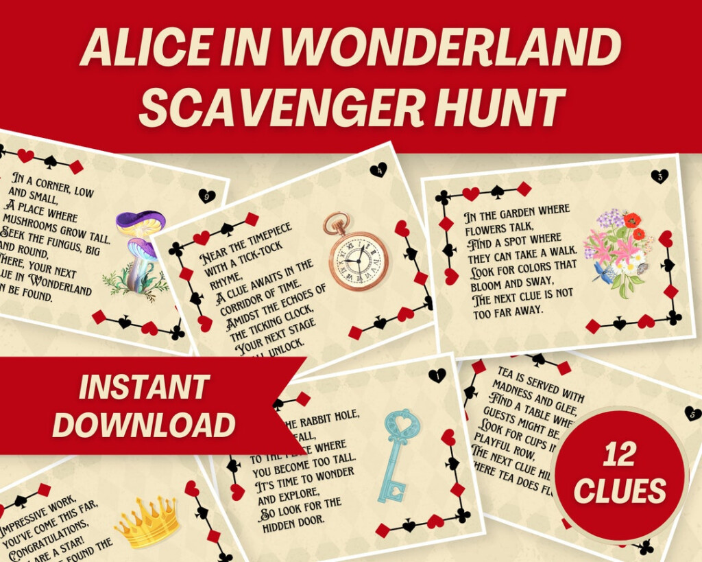 Alice In Wonderland Scavenger Hunt Birthday Party Games Wonderland 