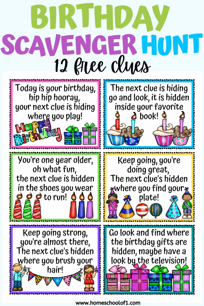 Birthday Scavenger Hunt Printable Clues Free Artofit