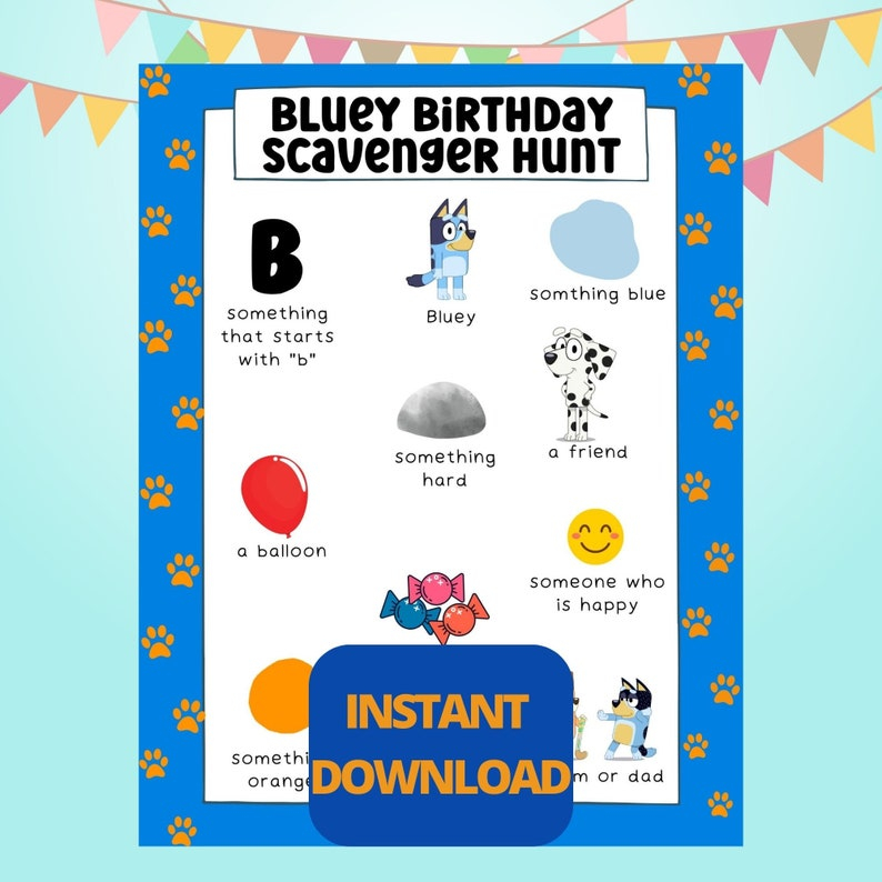 Bluey Scavenger Hunt Printable