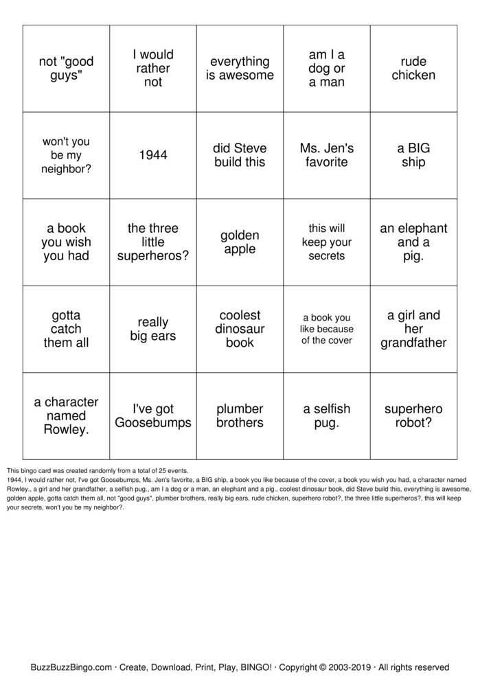Book Fair Scavenger Hunt Bingo Cards To Download Print And Customize 