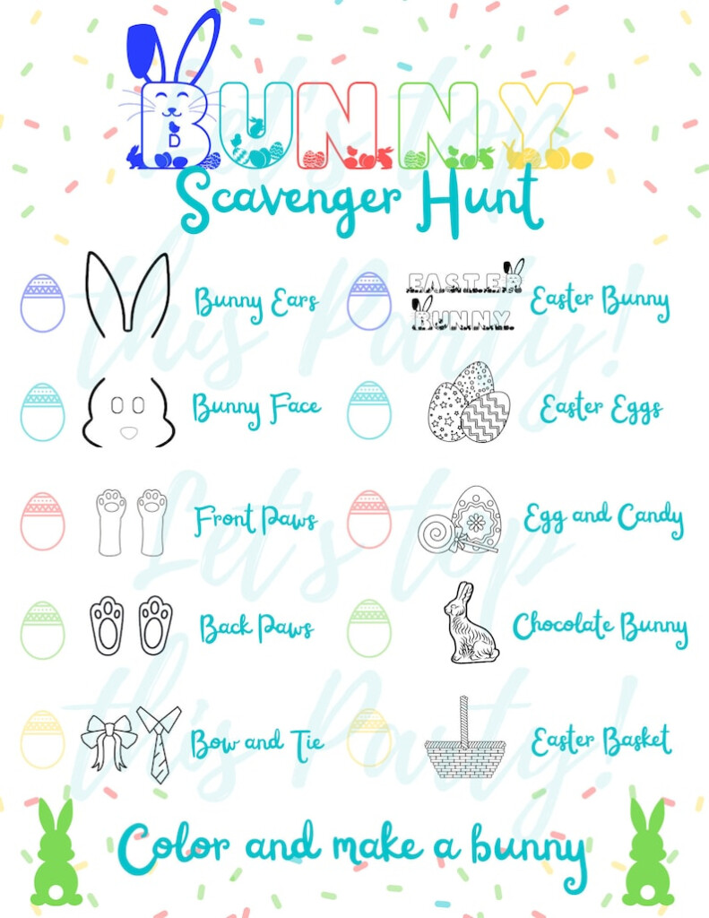 Bunny Scavenger Hunt Printable Scavenger Hunt Easter Etsy