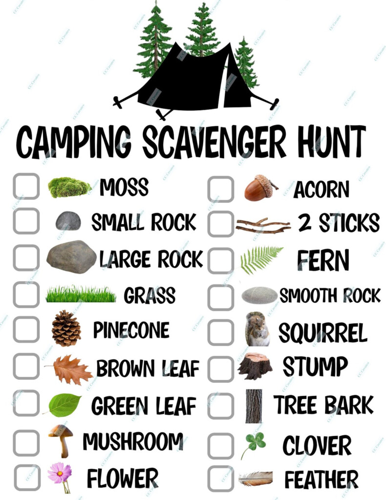 Camping outdoor Scavenger Hunt For Kids JPEG PNG PDF Etsy