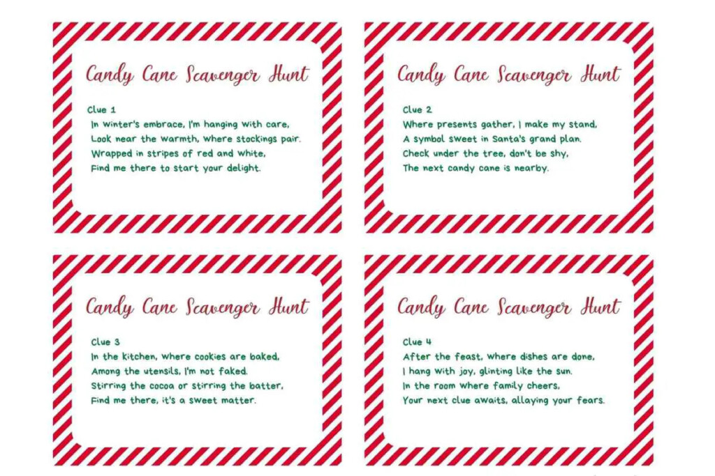 Candy Cane Scavenger Hunt Free Printable Easy Kids Parties