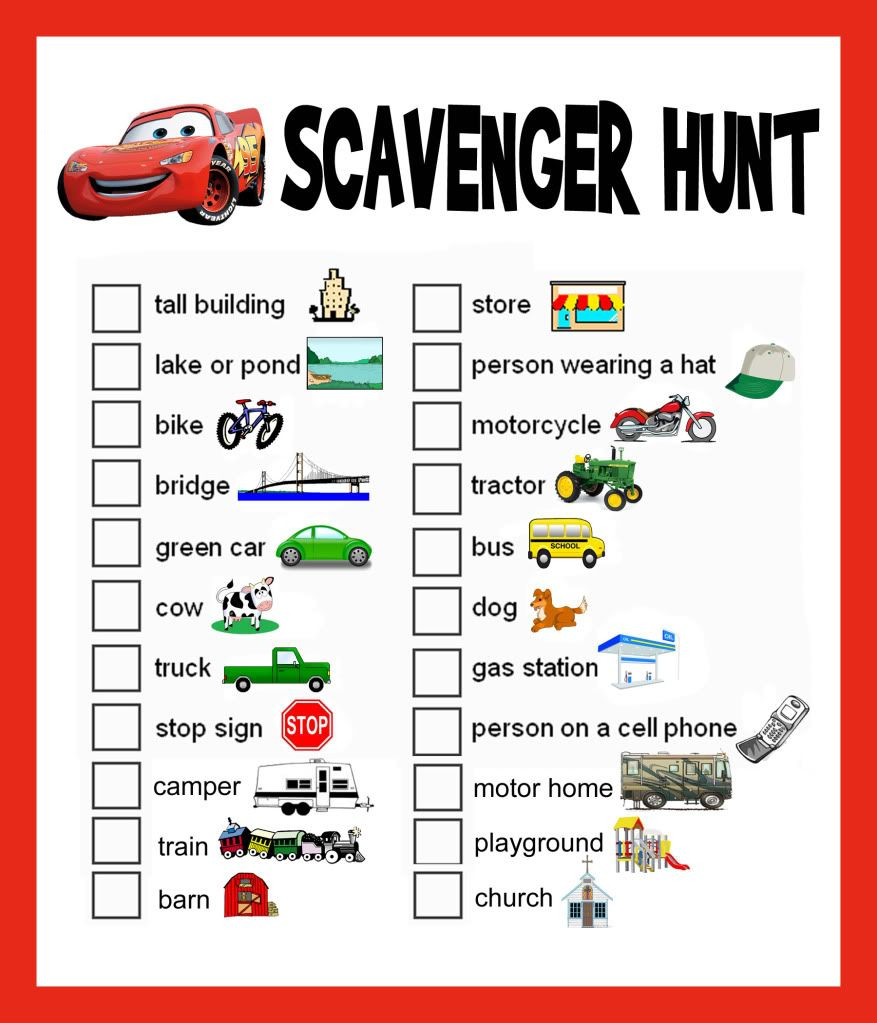 Car Ride Scavenger Hunt Free Printable WASQIEA