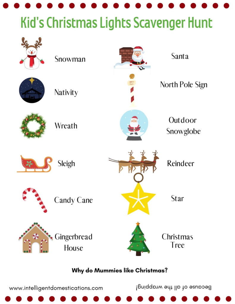 Christmas Lights Scavenger Hunt Free Printable