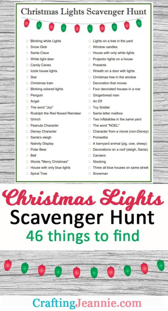 Christmas Lights Scavenger Hunt Free Printable Printable Calendars AT 