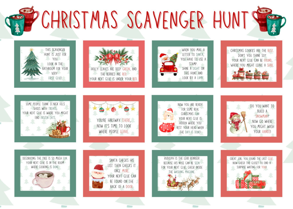 Christmas Scavenger Hunt Printable Christmas Treasure Hunt Indoor 
