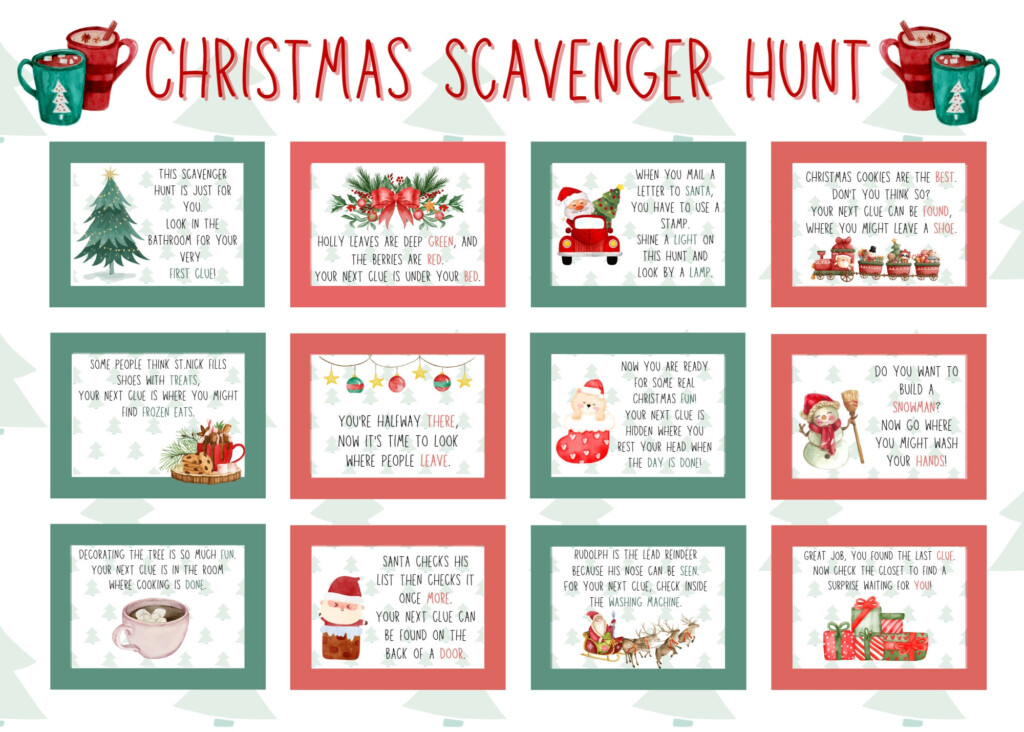 Christmas Scavenger Hunt Printable Christmas Treasure Hunt Indoor 