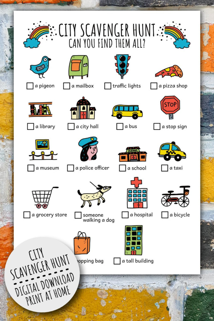 City Scavenger Hunt For Kids Outdoors Kids Activity And City Etsy In 