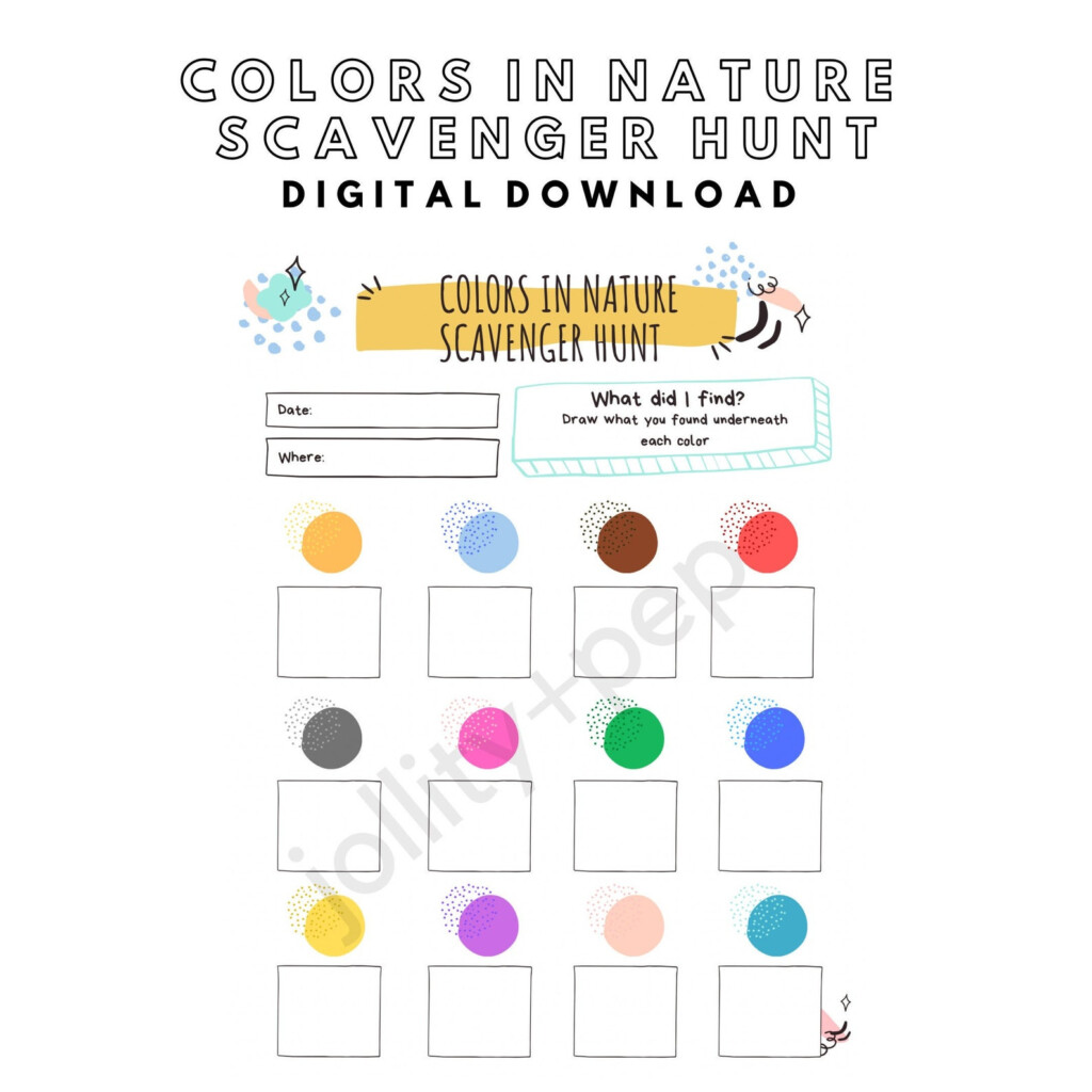 Colors In Nature Scavenger Hunt Printable Digital Download Etsy