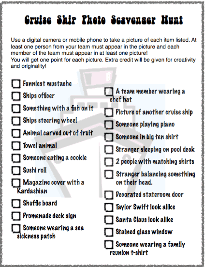 Cruise Ship Scavenger Hunt FREE PRINTABLE Princess Pinky Girl