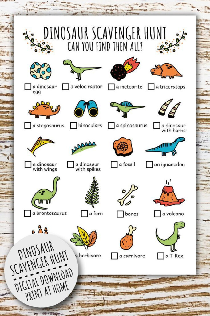 Dinosaur Scavenger Hunt Printable Printable Word Searches